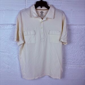 TRE VERO cotton pocket front short sleeve polo cream shirt size XL